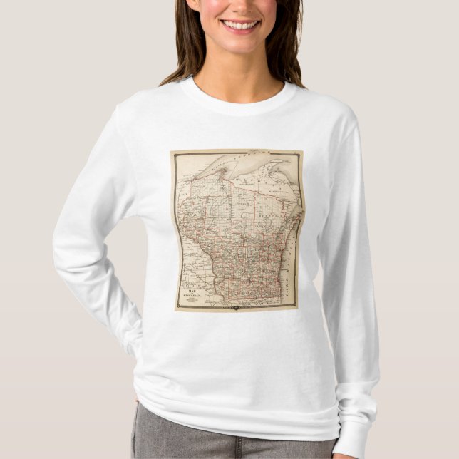 Camiseta Mapa de Wisconsin que muestra distritos (Anverso)