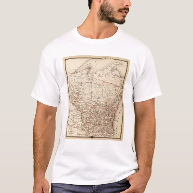 Camiseta Mapa de Wisconsin que muestra distritos (Anverso)