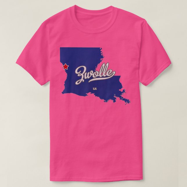Camiseta Mapa de Zwolle Louisiana LA (Diseño del anverso)