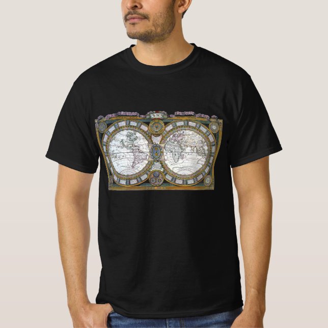 Camiseta Mapa del Antiguo Mundo de Claude Auguste Berey (Anverso)