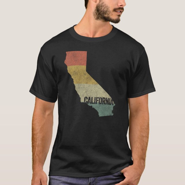 Camiseta Mapa del atardecer de California en Retro (Anverso)