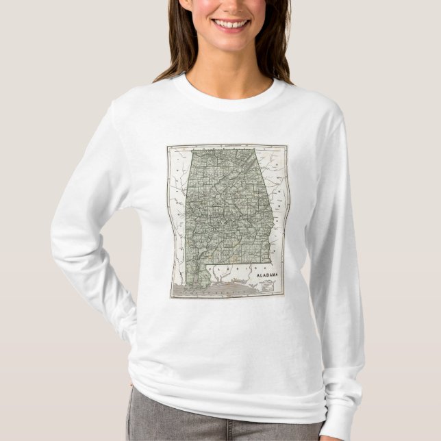 Camiseta Mapa del atlas de Alabama (Anverso)