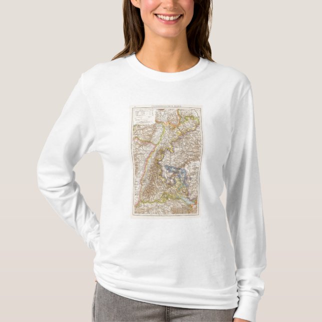 Camiseta Mapa del atlas de Baden Alemania (Anverso)