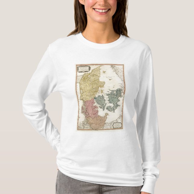 Camiseta Mapa del atlas de Dinamarca (Anverso)