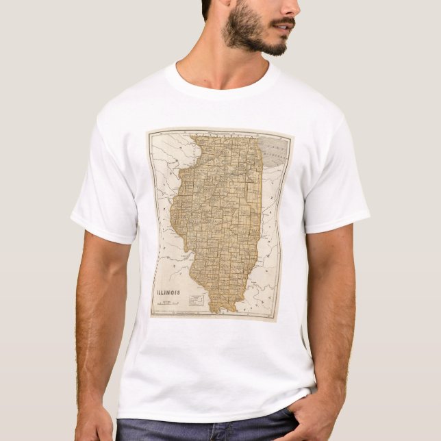 Camiseta Mapa del atlas de Illinois (Anverso)