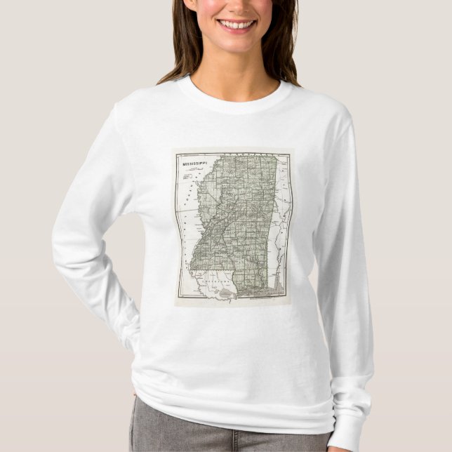 Camiseta Mapa del atlas de Mississippi (Anverso)