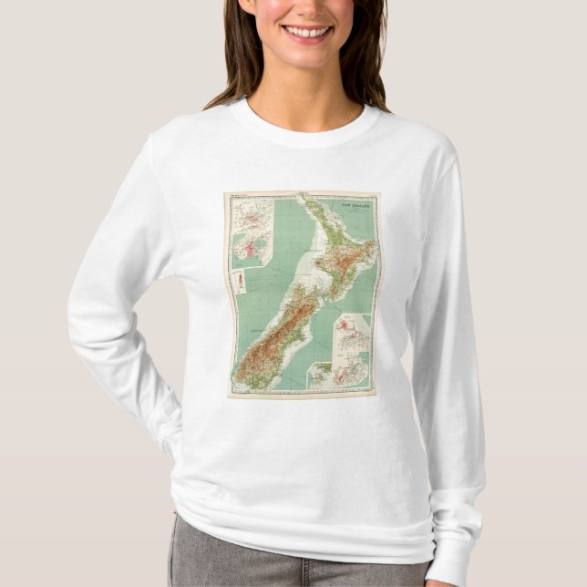 Camiseta Mapa del atlas de Nueva Zelanda (Anverso)