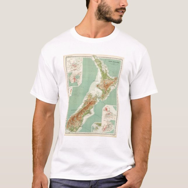 Camiseta Mapa del atlas de Nueva Zelanda (Anverso)