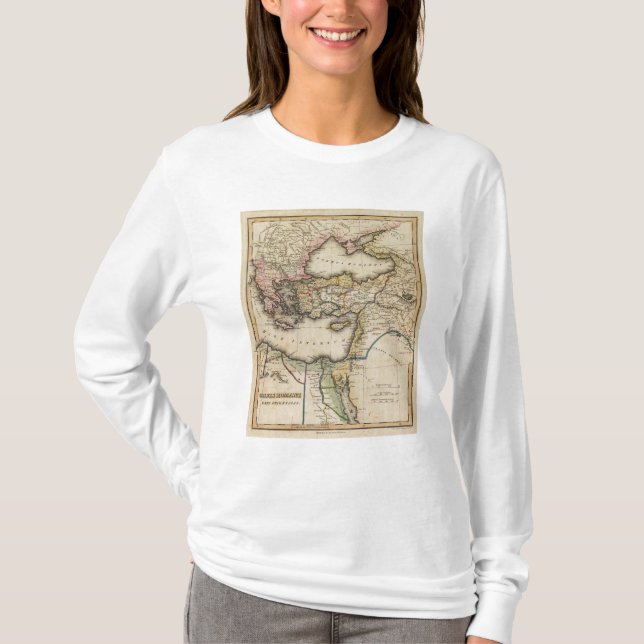 Camiseta Mapa del atlas de Oriente Medio (Anverso)