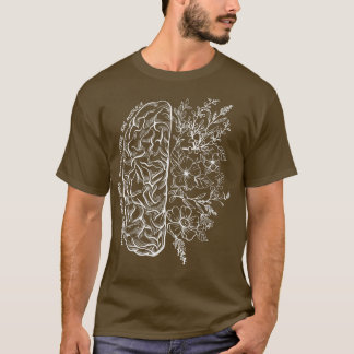 Camiseta Mapa Del Cerebro Floral Ciencia Y Neurociencia Neu