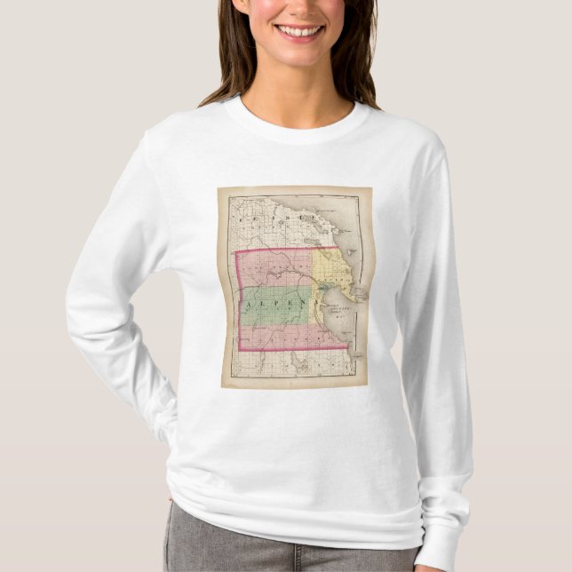 Camiseta Mapa del condado de Alpena, Michigan (Anverso)
