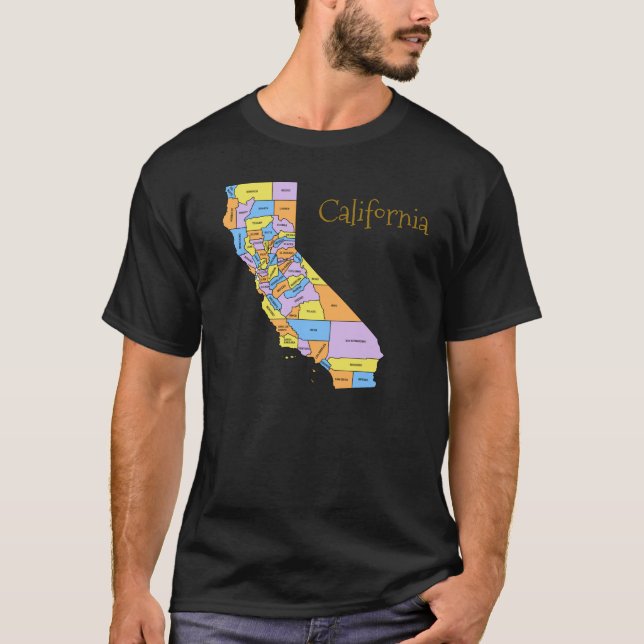 Camiseta Mapa del condado de California (Anverso)