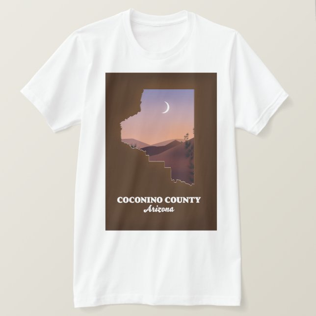 Camiseta Mapa del Condado de Coconino Arizona. (Anverso del diseño)