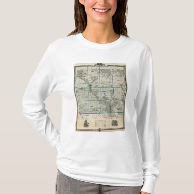 Camiseta Mapa del condado de Delaware, estado de Iowa (Anverso)