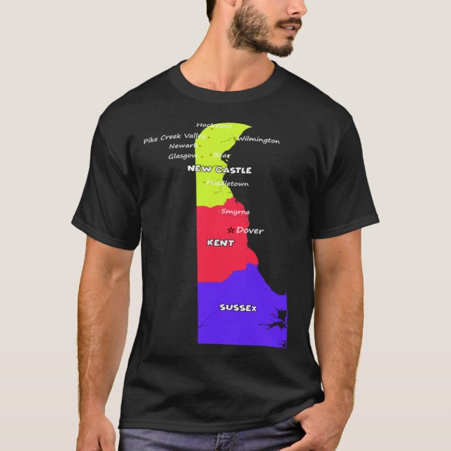 Camiseta Mapa del Condado de Delaware Límites de EE.UU. Pri (Anverso)