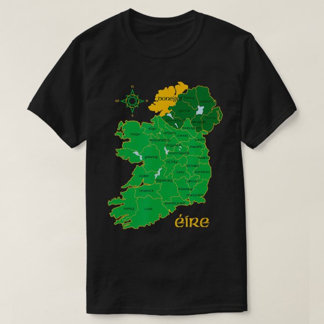 Camiseta Mapa del condado de Donegal Ireland Eire Irish Tra (Diseño del anverso)