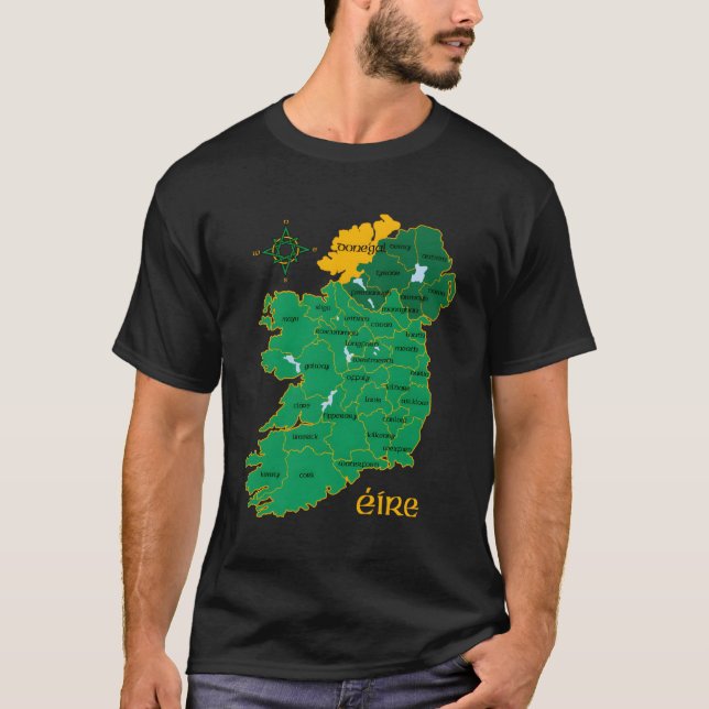 Camiseta Mapa del condado de Donegal Ireland Eire Irish Tra (Anverso)