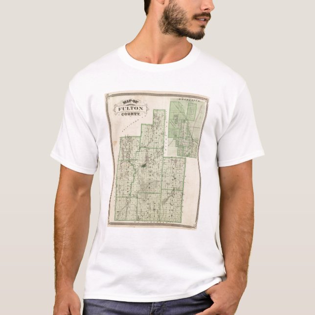 Camiseta Mapa del condado de Fulton con Rochester, Fulton (Anverso)
