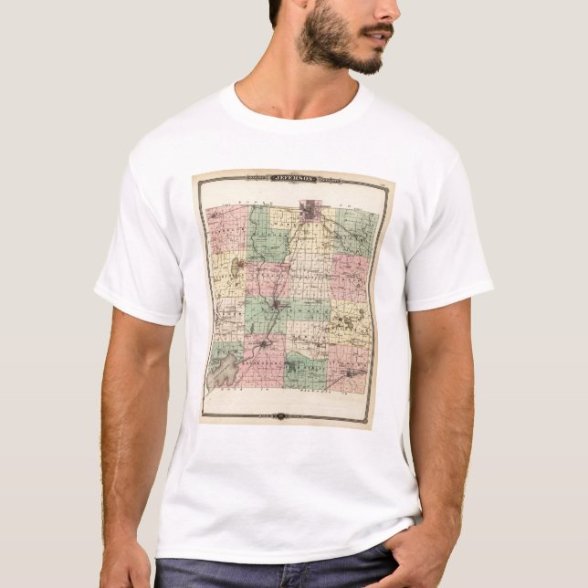 Camiseta Mapa del condado de Jefferson, estado de Wisconsin (Anverso)
