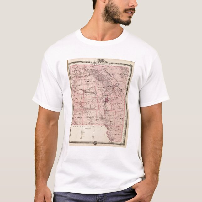 Camiseta Mapa del condado de Johnson, estado de Iowa (Anverso)