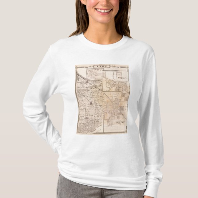 Camiseta Mapa del condado de Lake con Lowell (Anverso)