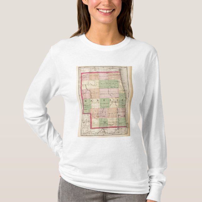 Camiseta Mapa del condado de Sanilac, Michigan (Anverso)