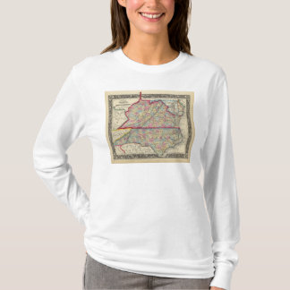 Camiseta Mapa del condado de Virginia, y de Carolina del