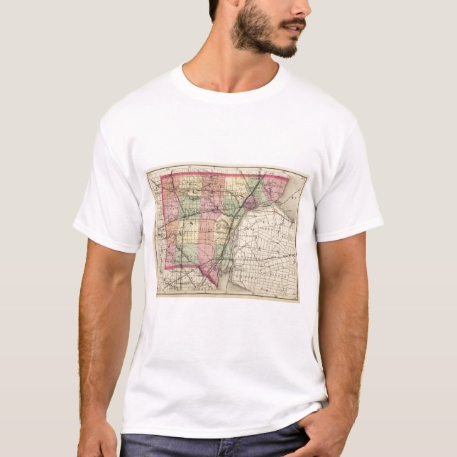 Camiseta Mapa del condado de Wayne, Michigan (Anverso)