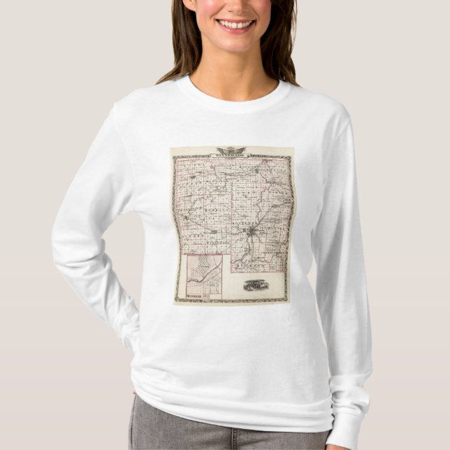 Camiseta Mapa del condado de Winnebago y de Belvidere (Anverso)