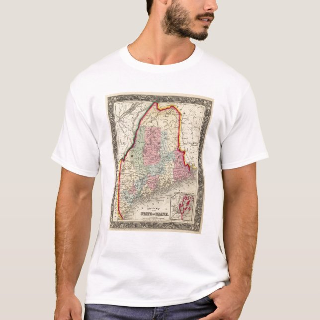 Camiseta Mapa del condado del estado de Maine (Anverso)