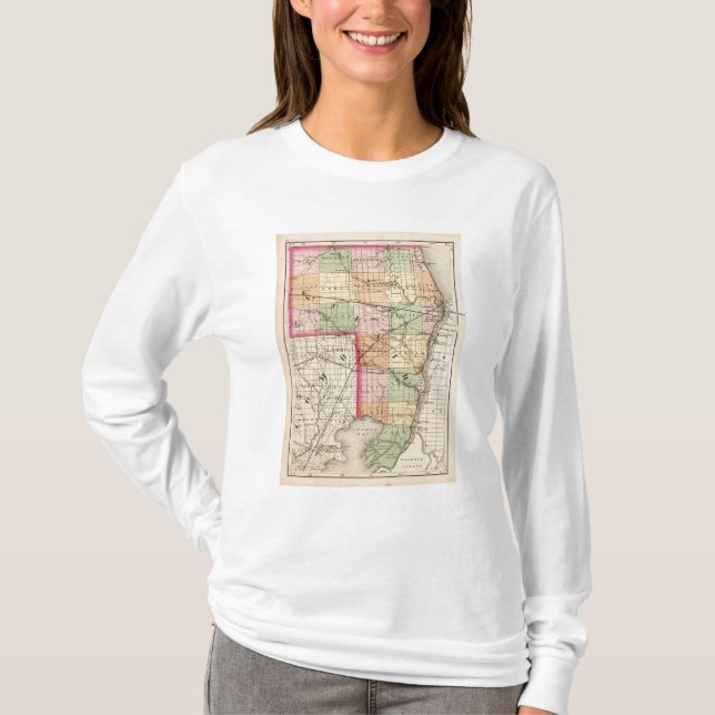 Camiseta Mapa del condado del St Clair, Michigan (Anverso)