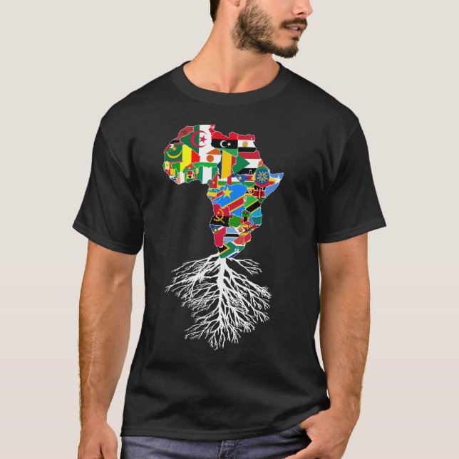 Camiseta Mapa del continente africano de raíces que coincid (Anverso)