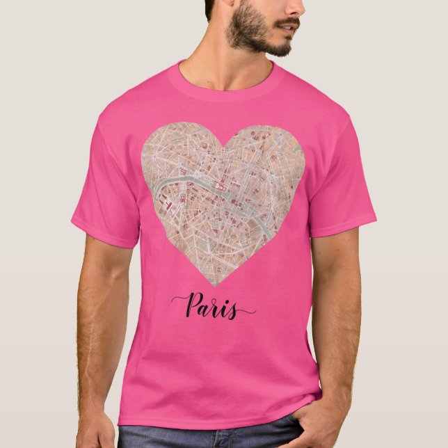 Camiseta Mapa del corazón de París (Anverso)