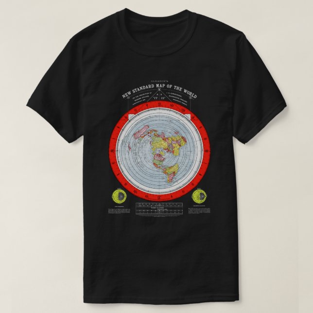 Camiseta Mapa del cuadrado y del avión de tierra plano (Diseño del anverso)