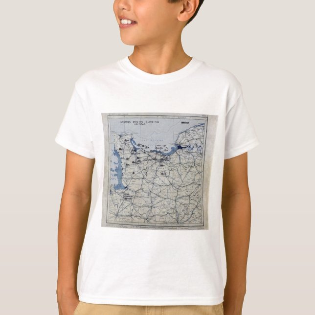 Camiseta Mapa del Día D de la Segunda Guerra Mundial, 6 de  (Anverso)