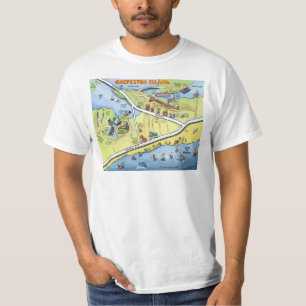 Camiseta Mapa del dibujo animado de Galveston Tejas