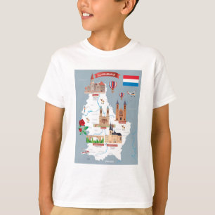 Camiseta Mapa del dibujo animado de Luxemburgo