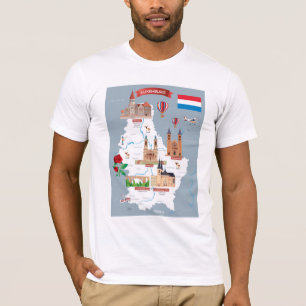 Camiseta Mapa del dibujo animado de Luxemburgo