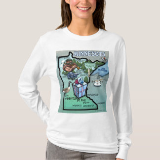 Camiseta Mapa del dibujo animado de Minnesota