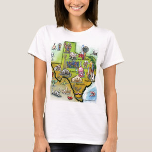Camiseta Mapa del dibujo animado de Tejas