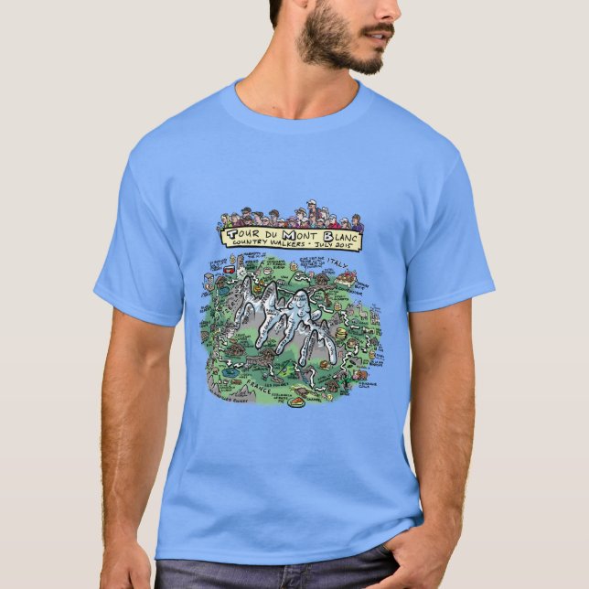 Camiseta Mapa del dibujo animado del du Mont Blanc del (Anverso)