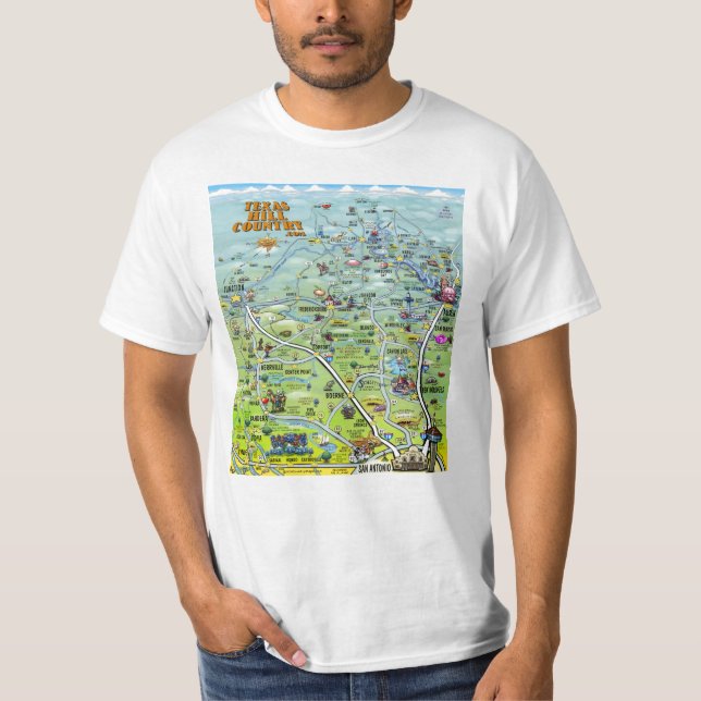 Camiseta Mapa del dibujo animado del país de la colina de (Anverso)
