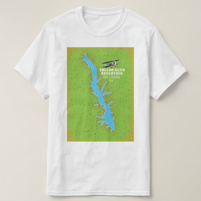 Camiseta Mapa del embalse Toledo Bend Texas & Louisiana (Diseño del anverso)