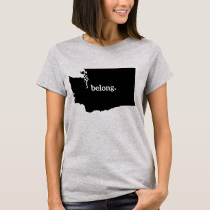Camiseta Mapa del estado de Belong Washington
