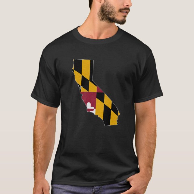 Camiseta MAPA DEL ESTADO DE CALIFORNIA MARYLAND MD Bandera  (Anverso)