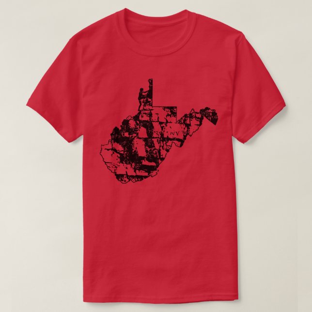Camiseta Mapa del estado de escalada de roca en Virginia Oc (Diseño del anverso)