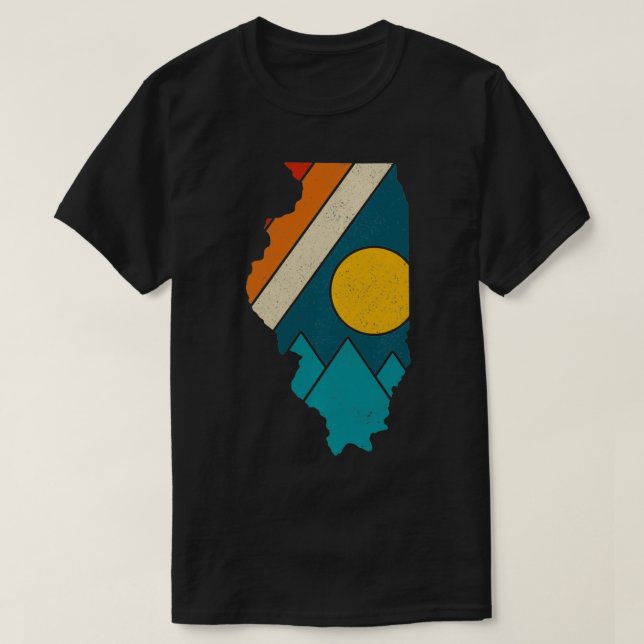 Camiseta Mapa del estado de Illinois (Diseño del anverso)