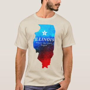 Camiseta Mapa del estado de Illinois del Purpurina Rojo