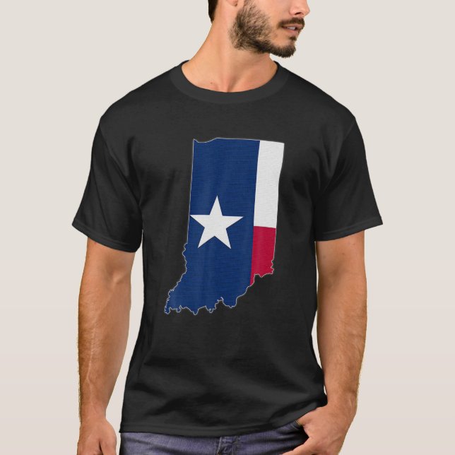 Camiseta MAPA DEL ESTADO DE INDIANA TEXAS TX Bandera Raíces (Anverso)