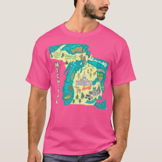 Camiseta Mapa del estado de los Grandes Lagos Tee Michigan